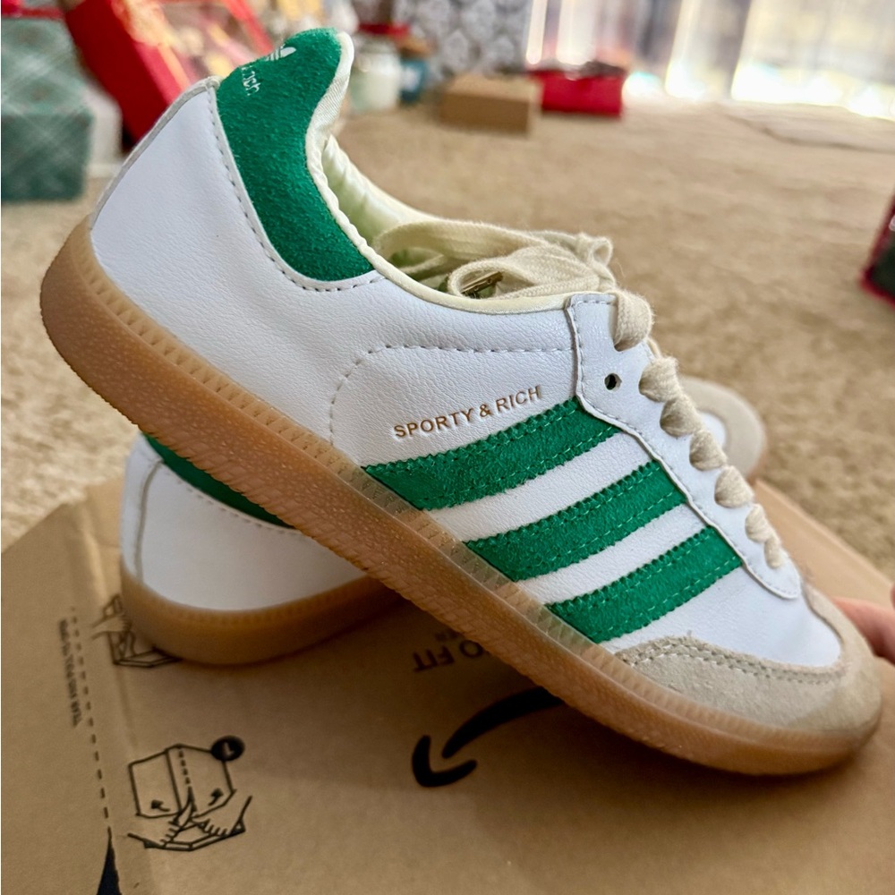 Adidas Women's Samba White and Green Sneakers